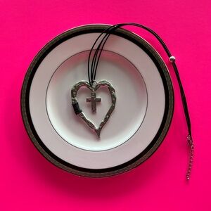 SILVER HEART WITH CROSS NECKLACE